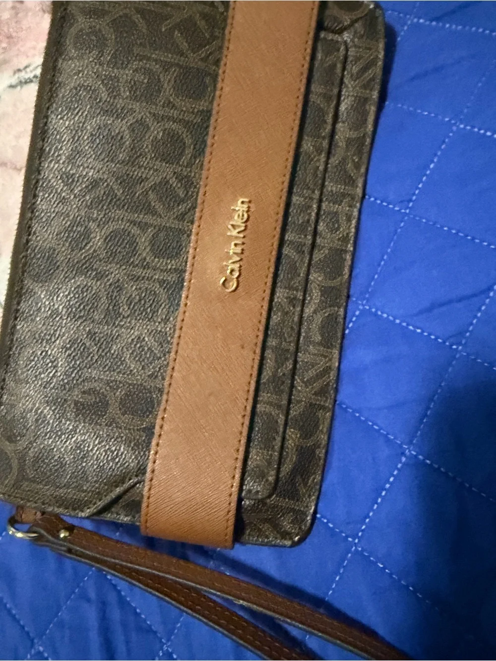 Calvin Klein Brown Signature Wristlet Clutch